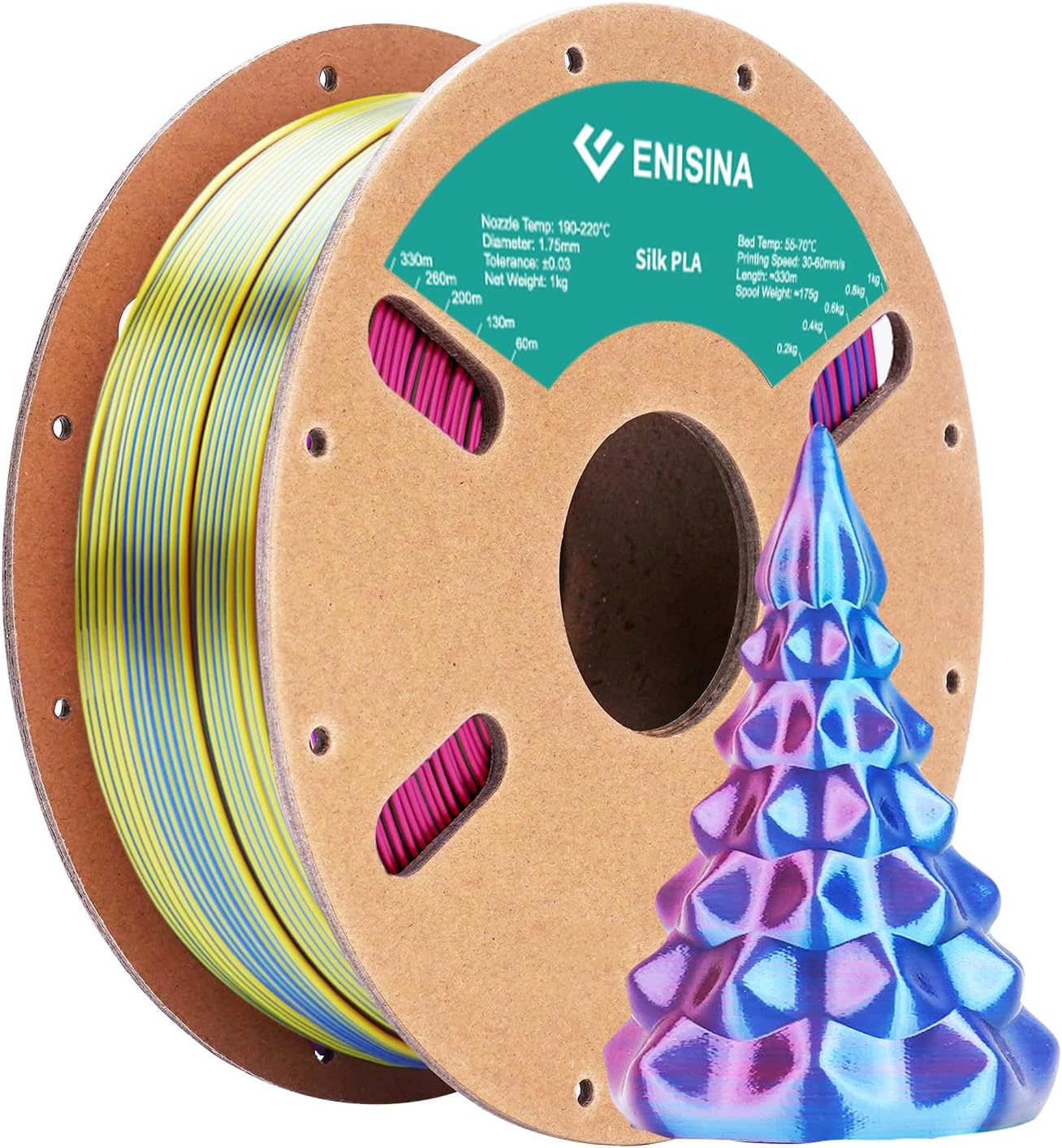 Silk PLA Filament, Special ENISINA Silk Shiny Filament, High-Quality Clog-Free F...