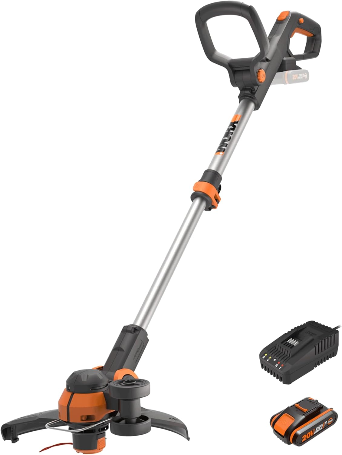 WORX 20V Cordless Grass Trimmer WG163E.2 with Fast Charger, 1 x 2.0Ah Battery, P...