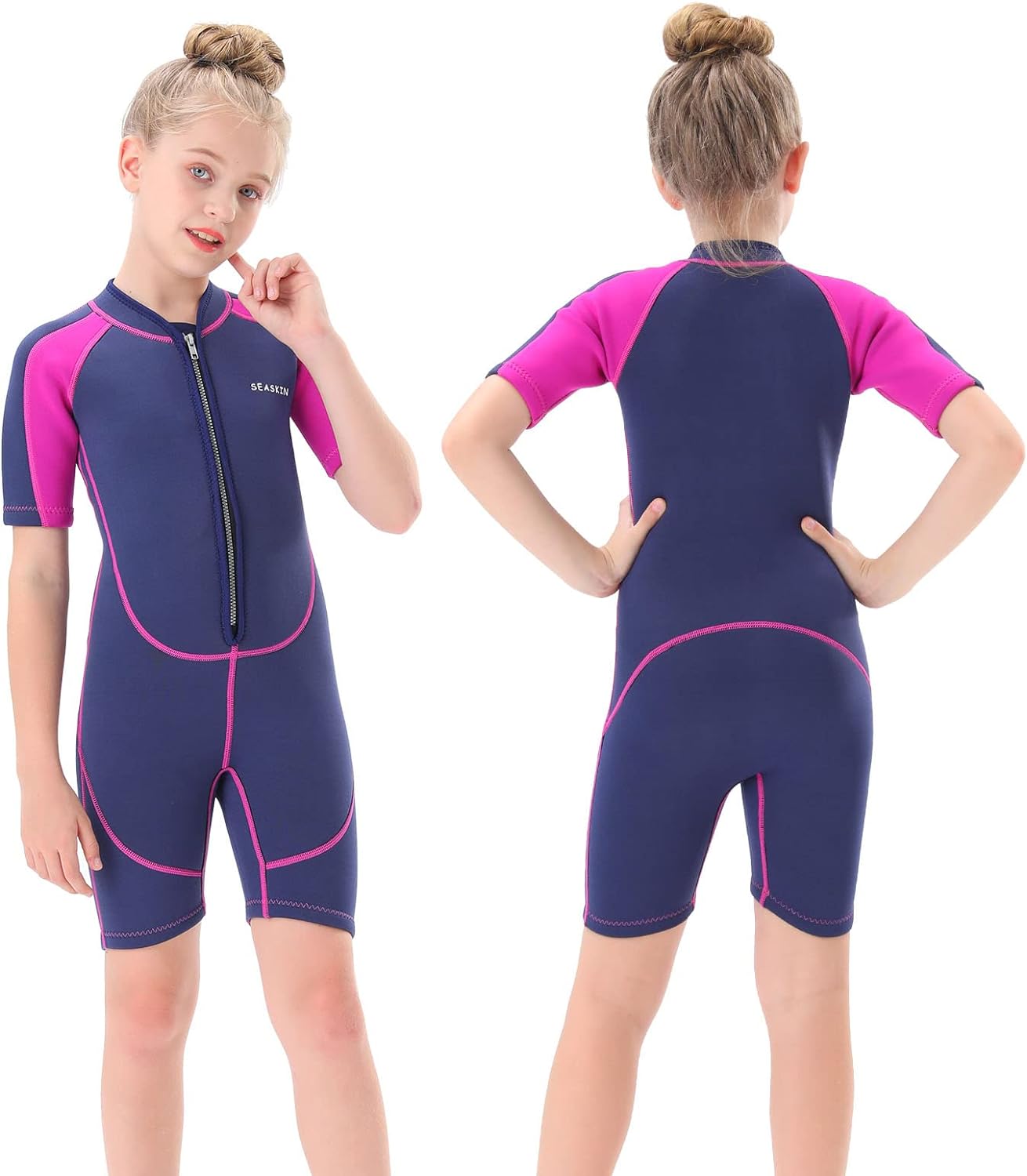 Seaskin Kids Wetsuit for Boys Girls Toddlers, 2mm Front Zipper Shorty Wetsuits,...