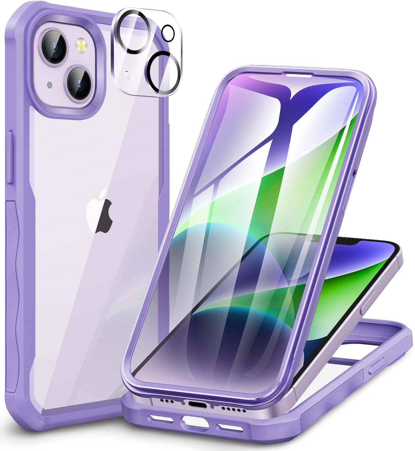 CENHUFO Compatible with iPhone 14 Case Built-in Glass Screen Protector with Came...