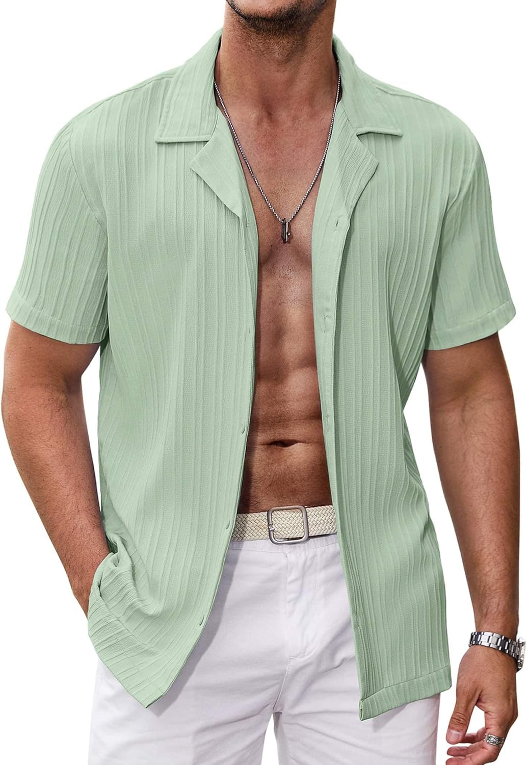 COOFANDY Men's Casual Shirts, Special Short Sleeve Button Down Shirts, Innovativ...
