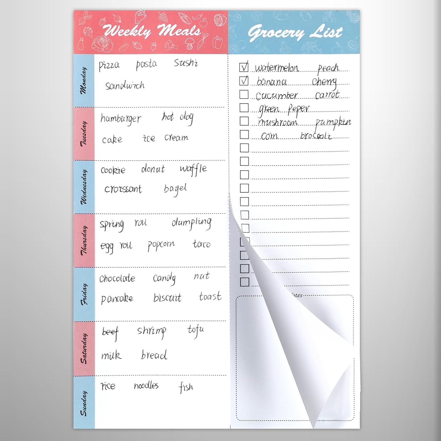 Thboxes Magnetic Weekly Meal Planner and Shopping List Pad for Fridge, 52 Sheets...