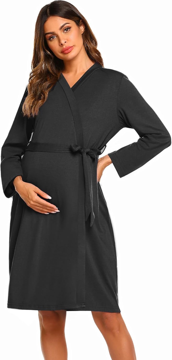 Ekouaer Maternity Robe, Unique Labor Delivery Nursing Gown, Special Breastfeedin...