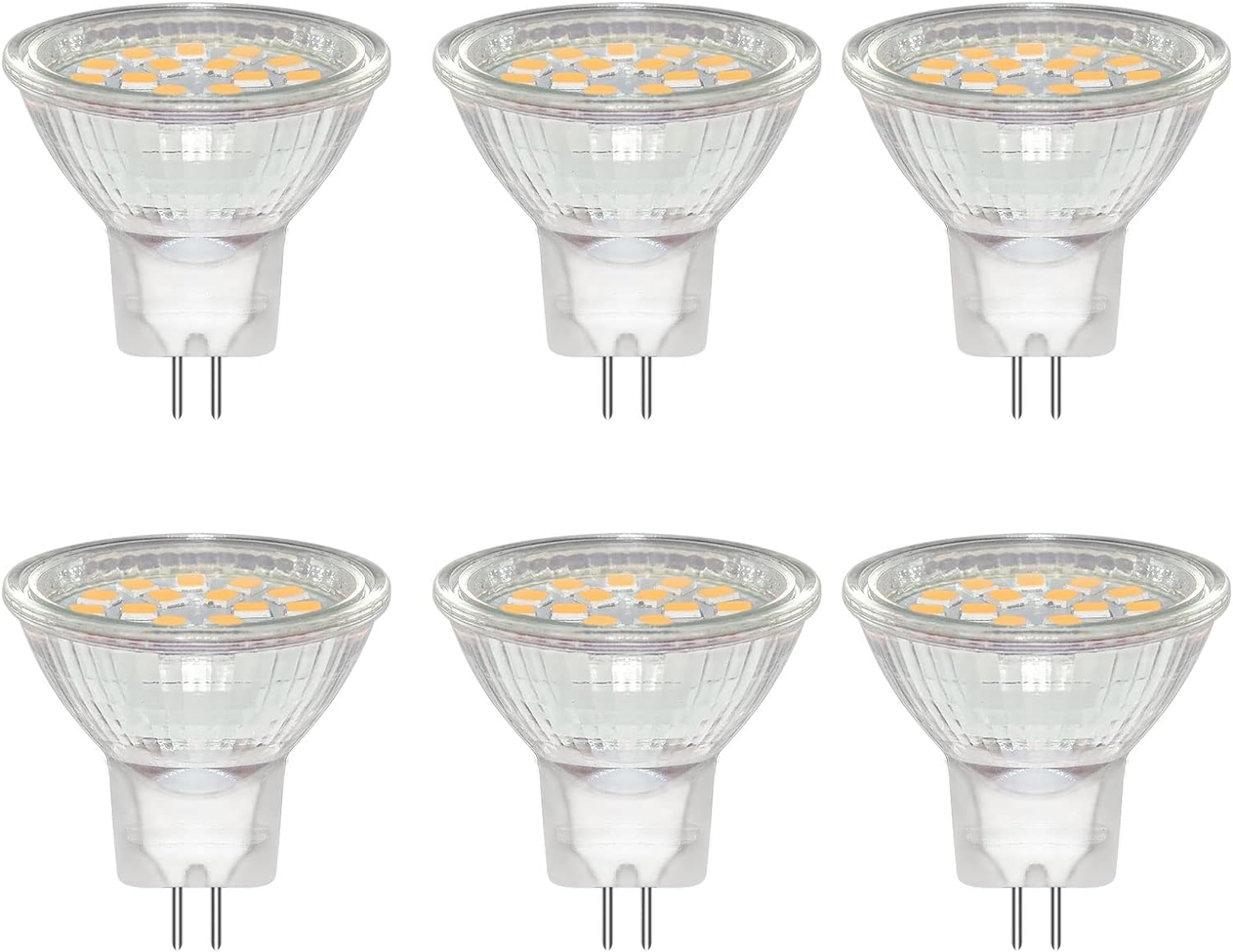 6 Pack MR11 GU4 12V 3W LED Bulb, Warm White 3000K, Equivalent to 30W 20W Halogen...