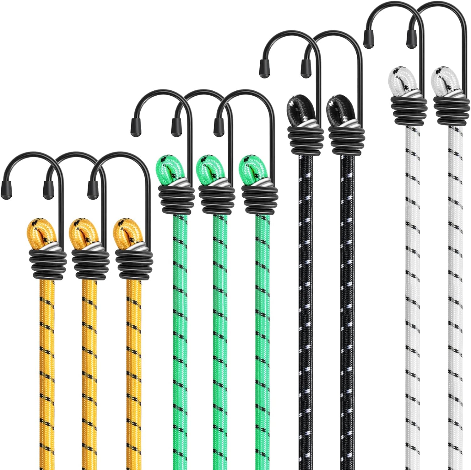 Kiprim Mixed Sizes Heavy Duty Bungee Cords with Hooks 10 Pack for Furniture Prot...