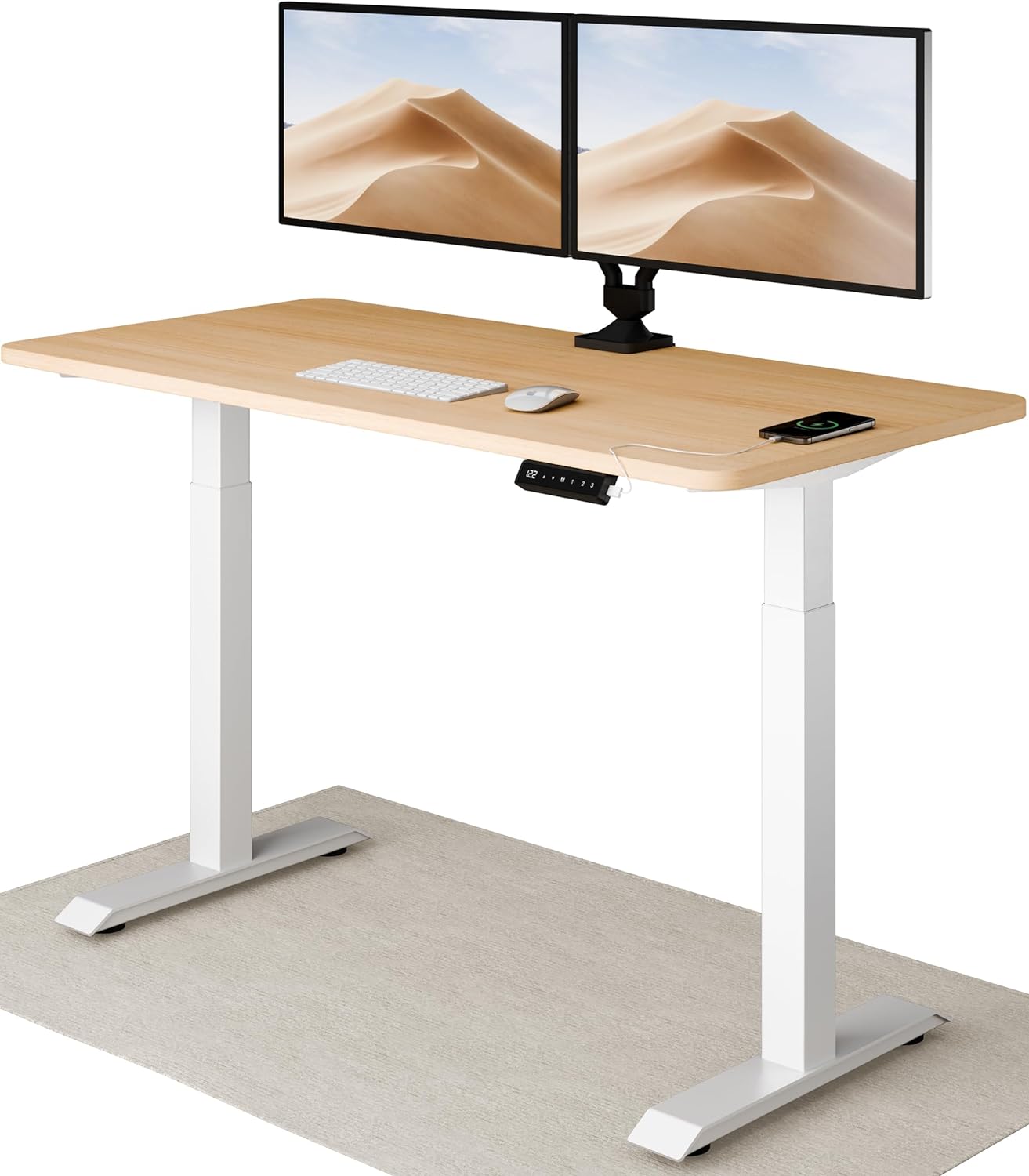 Desktronic Height Adjustable Desk 140 x 70 cm - Fast Dual Motor Sit Stand desk -...