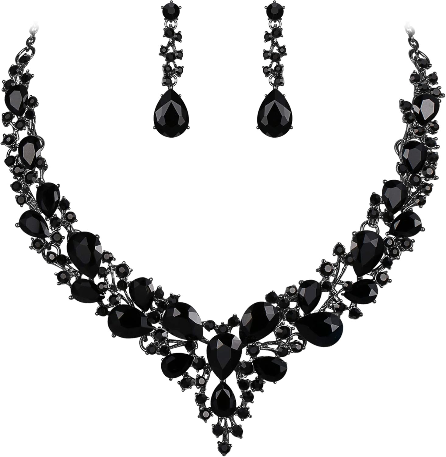 BriLove Women's Wedding Bridal Jewelry Set, Special Austrian Crystal Teardrop Cl...