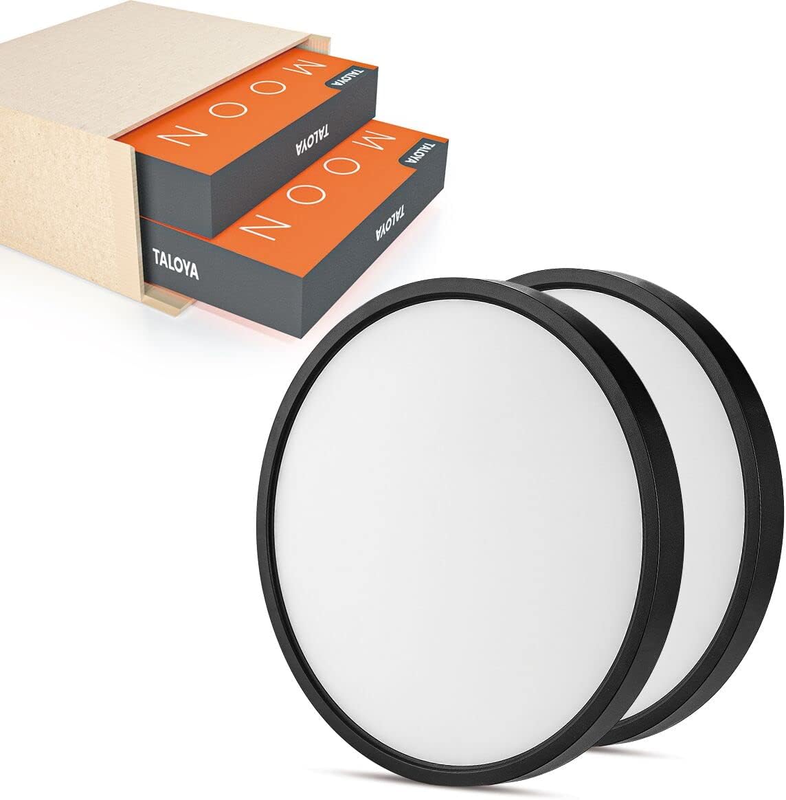 TALOYA Surface Mount LED Ceiling Light 12 Inch-2 Pack Black Shell, Equivalent to...