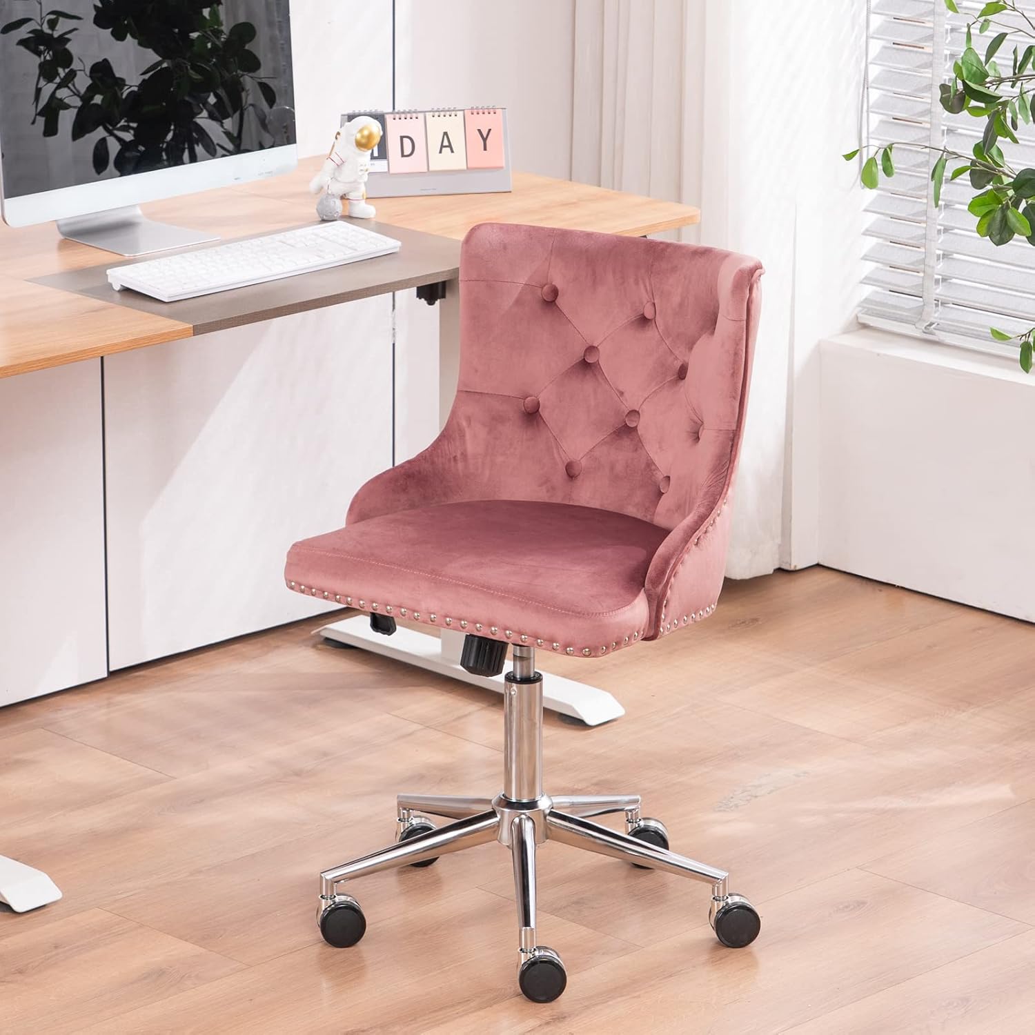 VINGLI Velvet Office Chair, Special Modern Upholstered Desk Chair with Adjustabl...