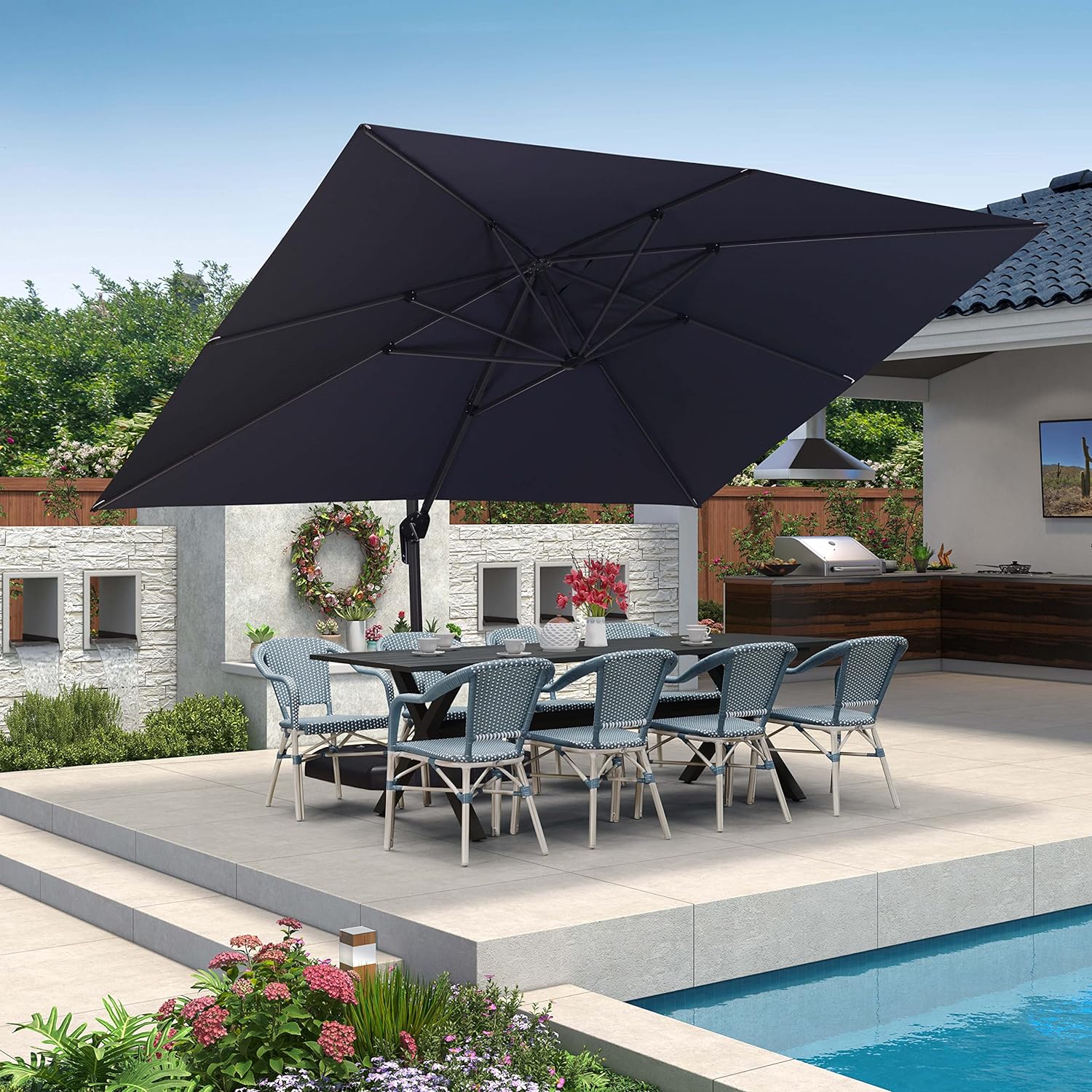 PURPLE LEAF 10' X 13' Patio Umbrella Outdoor Cantilever Rectangle Umbrella Alumi...