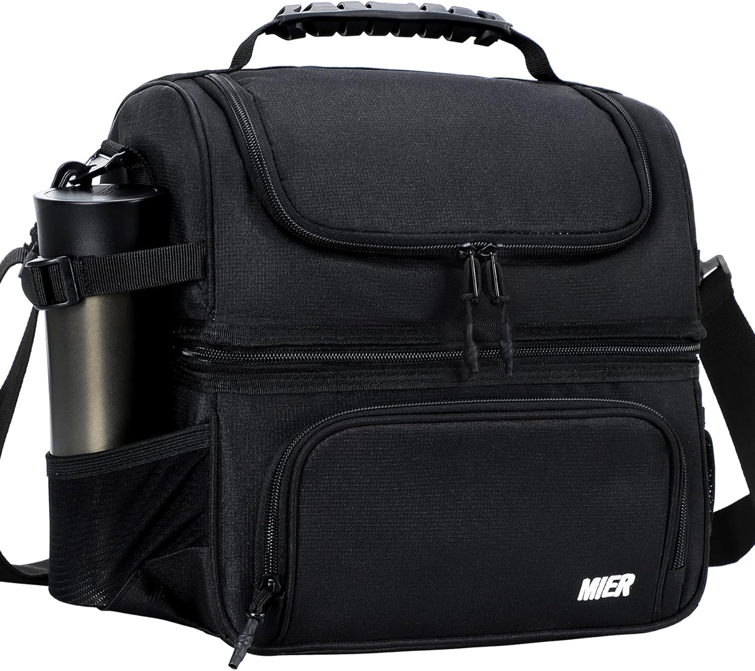 MIER Dual Compartment Lunch Bag Tote with Shoulder Strap for Men and Women Insul...