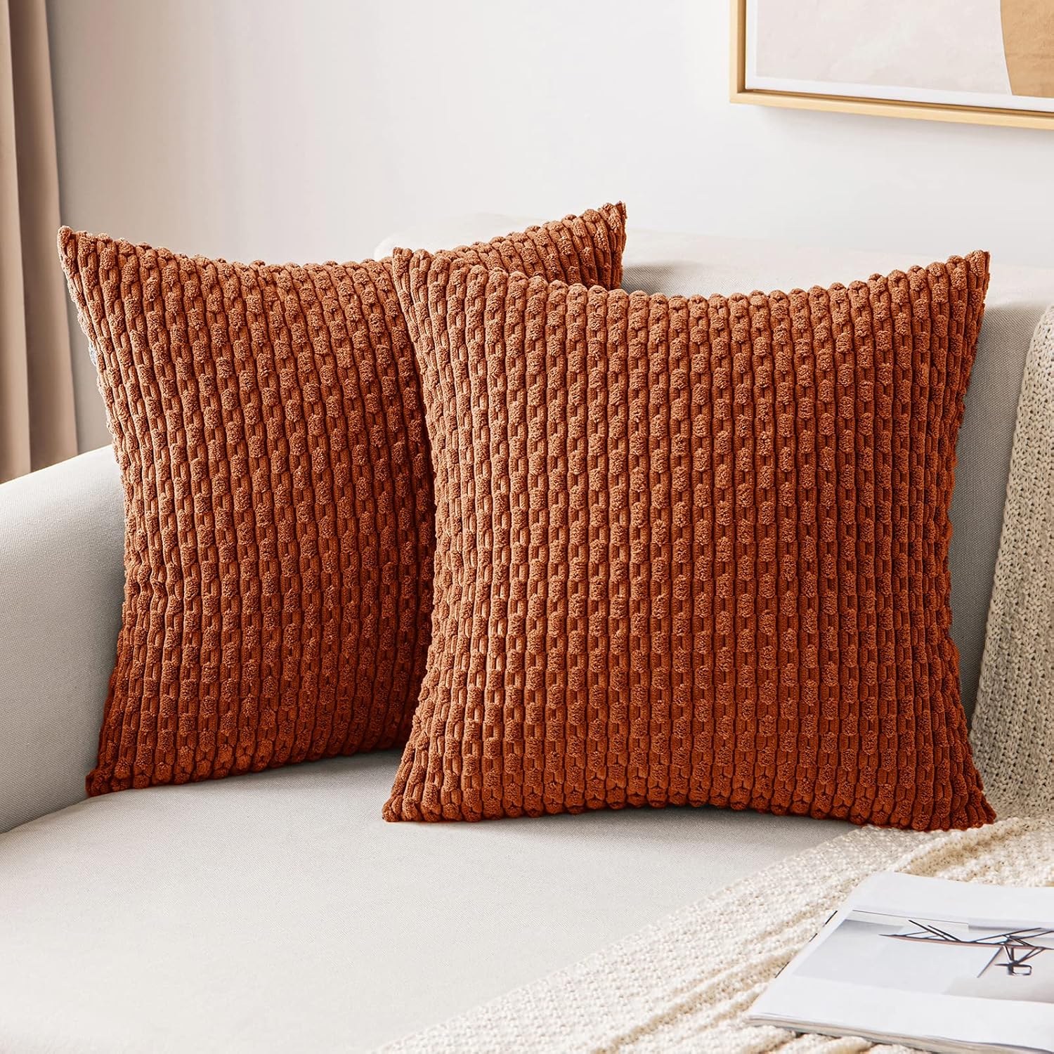 MIULEE Throw Pillow Covers, Special Soft Corduroy Decorative Set, Innovative Boh...