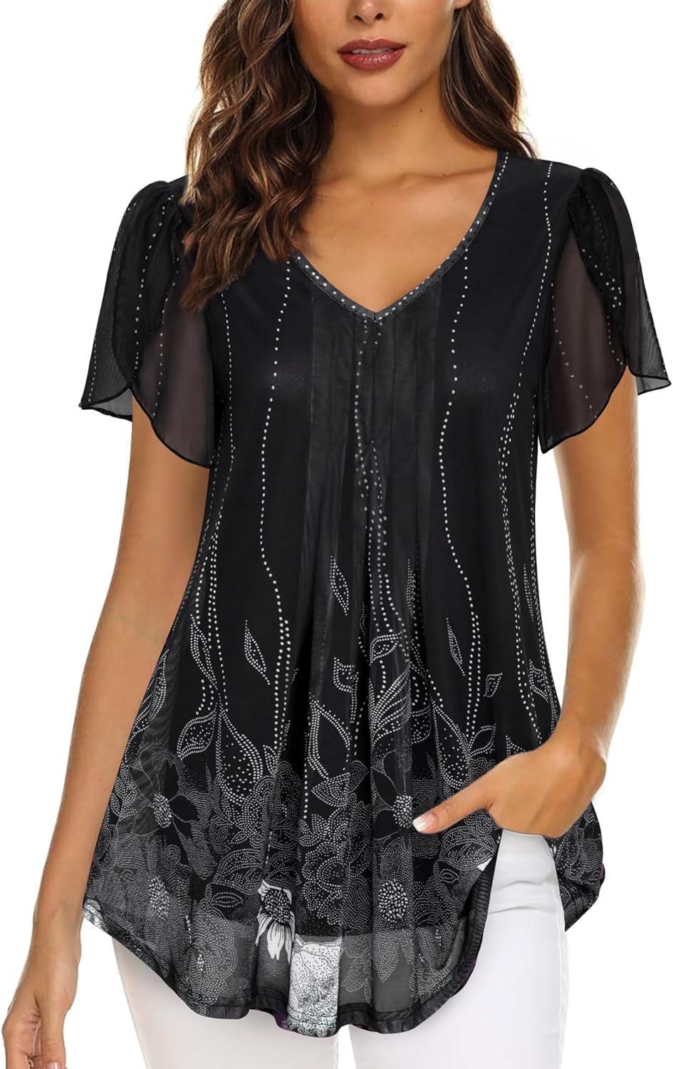 VALOLIA Womens Tops, Special Short Sleeve Shirts, Innovative Casual V Neck Blous...