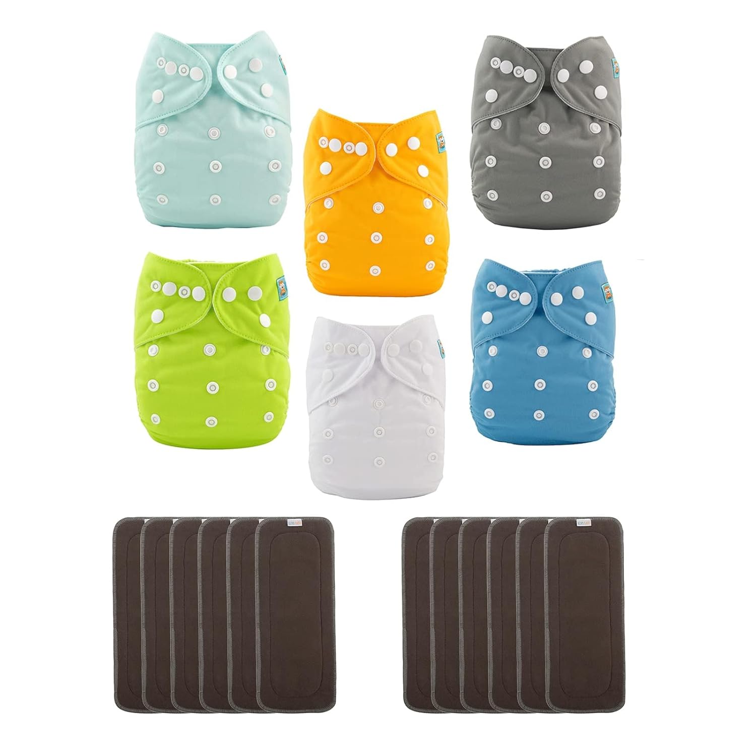 ALVABABY Baby Cloth Diapers, Special Cloth Diapers with 12 pcs 5-Layer Charcoal...