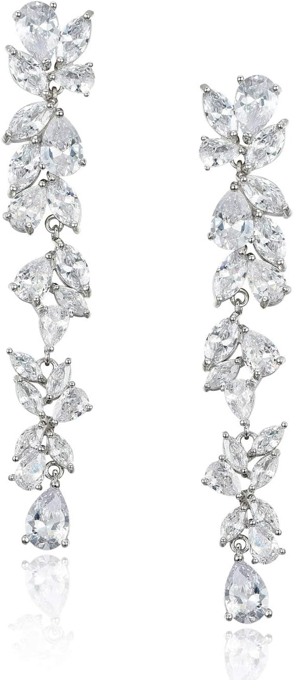 SWEETV Bridal Earrings, Special Cubic Zirconia Earrings for Women Brides, Innova...