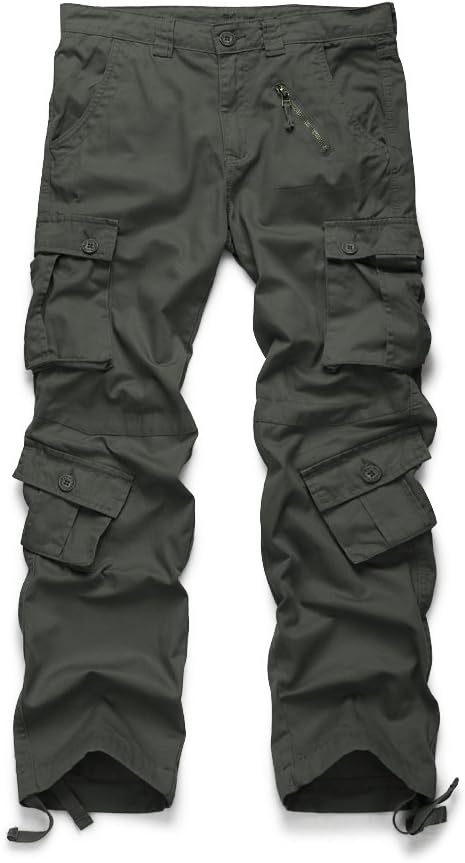 Aeslech Men's Cargo Work Combat Trousers Cotton Casual Military Camo Trousers wi...