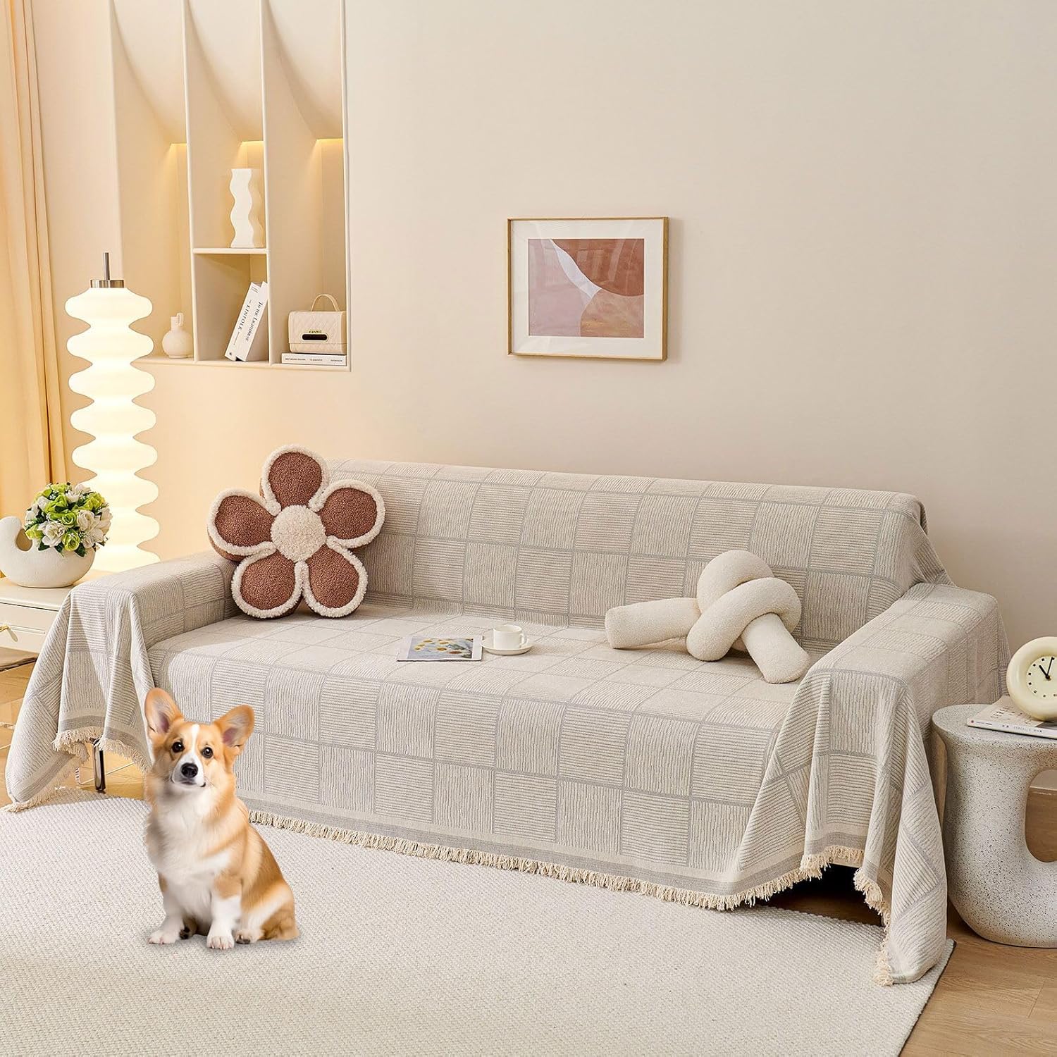 ROOMLIFE Sofa Covers, Unique Couch Protector for 3 Cushion Couch, Practical Futo...