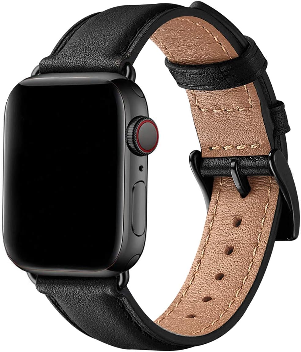 SUNFWR Leather Straps for Apple Watch Strap 40mm 41mm 38mm, Men Women Replacemen...