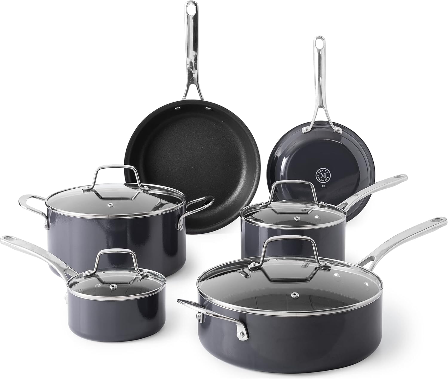 Martha Stewart Lockton Premium Pots and Pans, Special Nonstick 10 Piece Enamel C...