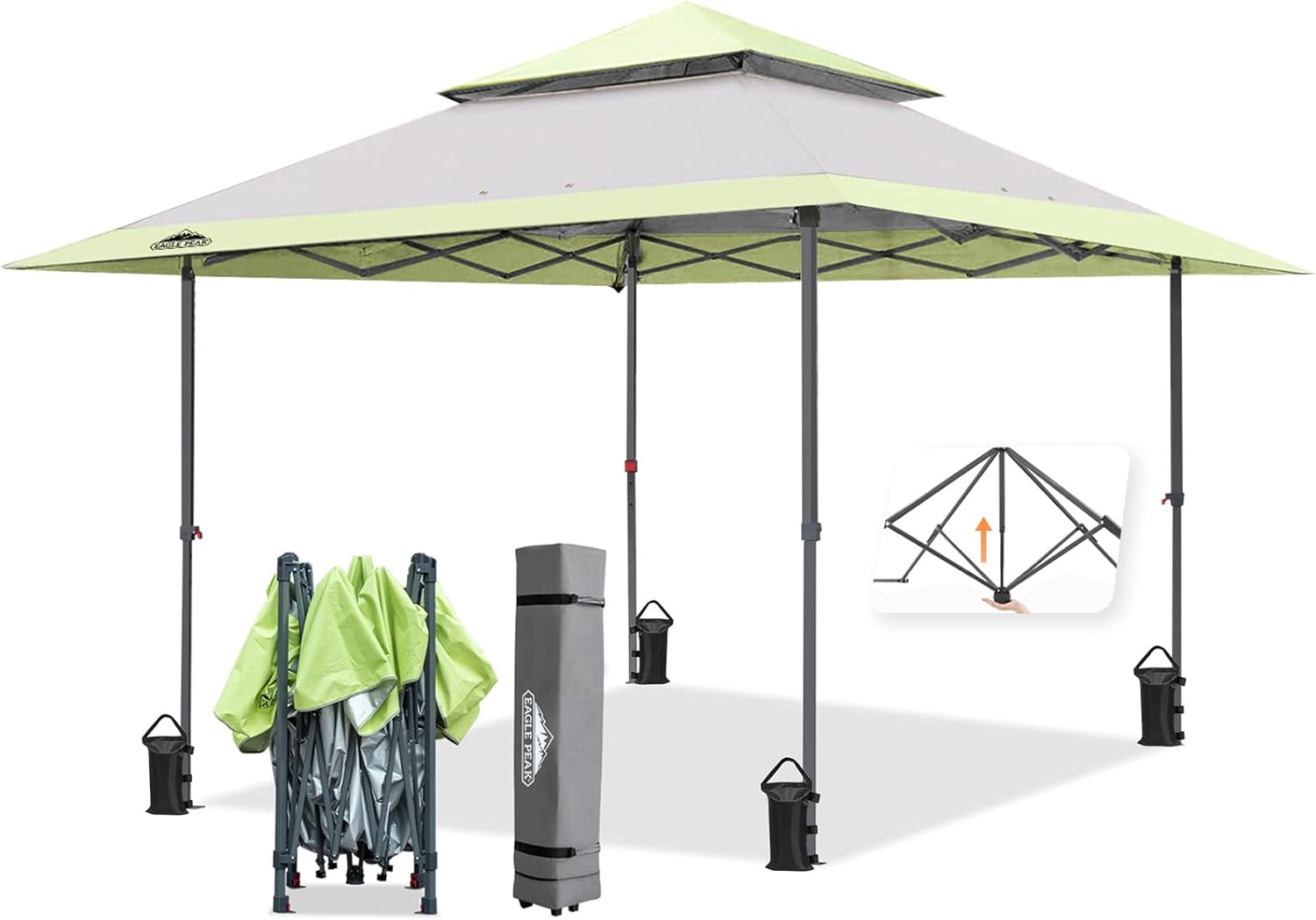 EAGLE PEAK 13x13 Straight Leg Pop Up Canopy Tent Instant Outdoor Canopy Easy Sin...