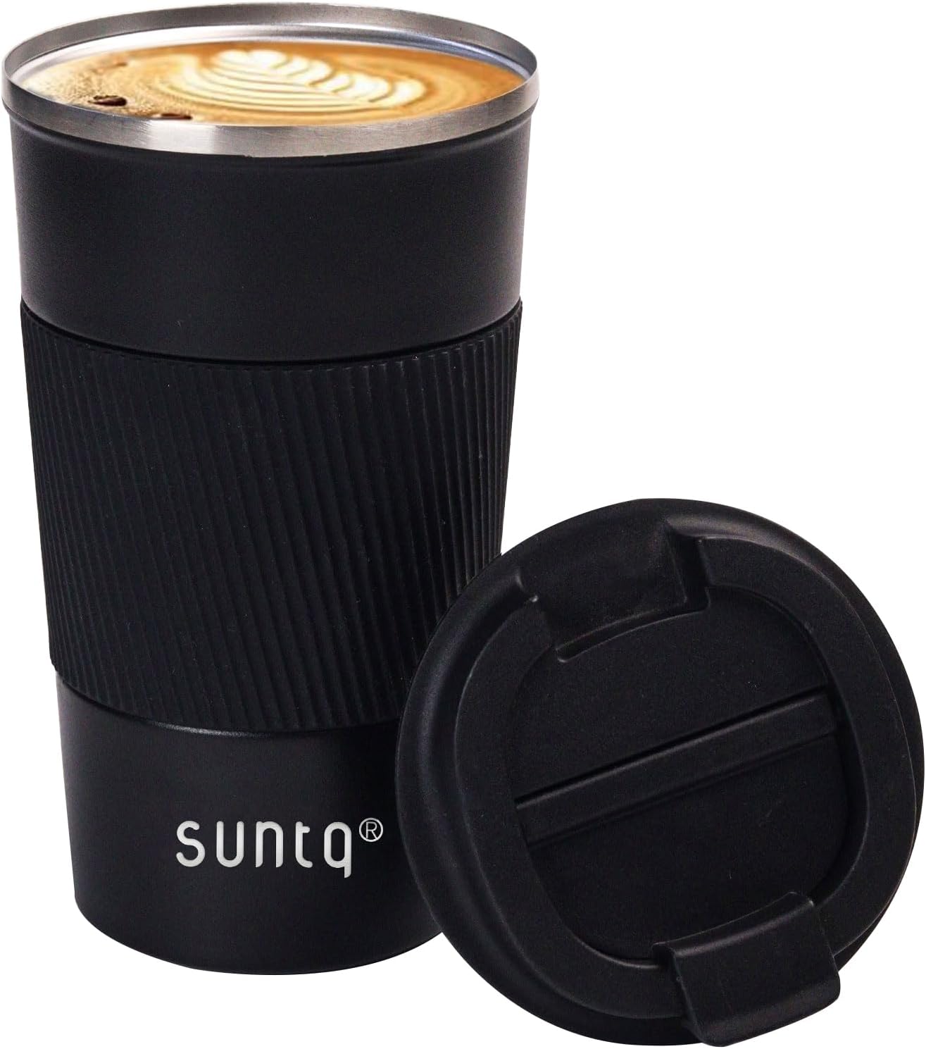 SUNTQ Reusable Coffee Cups Travel 510ml Coffee Travel Mug with Leakproof Lid - T...