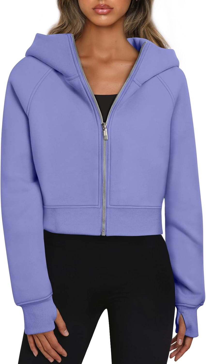 Trendy Queen Women's Hoodie, Special Zip Up Crop Sweatshirt, Innovative Fleece J...