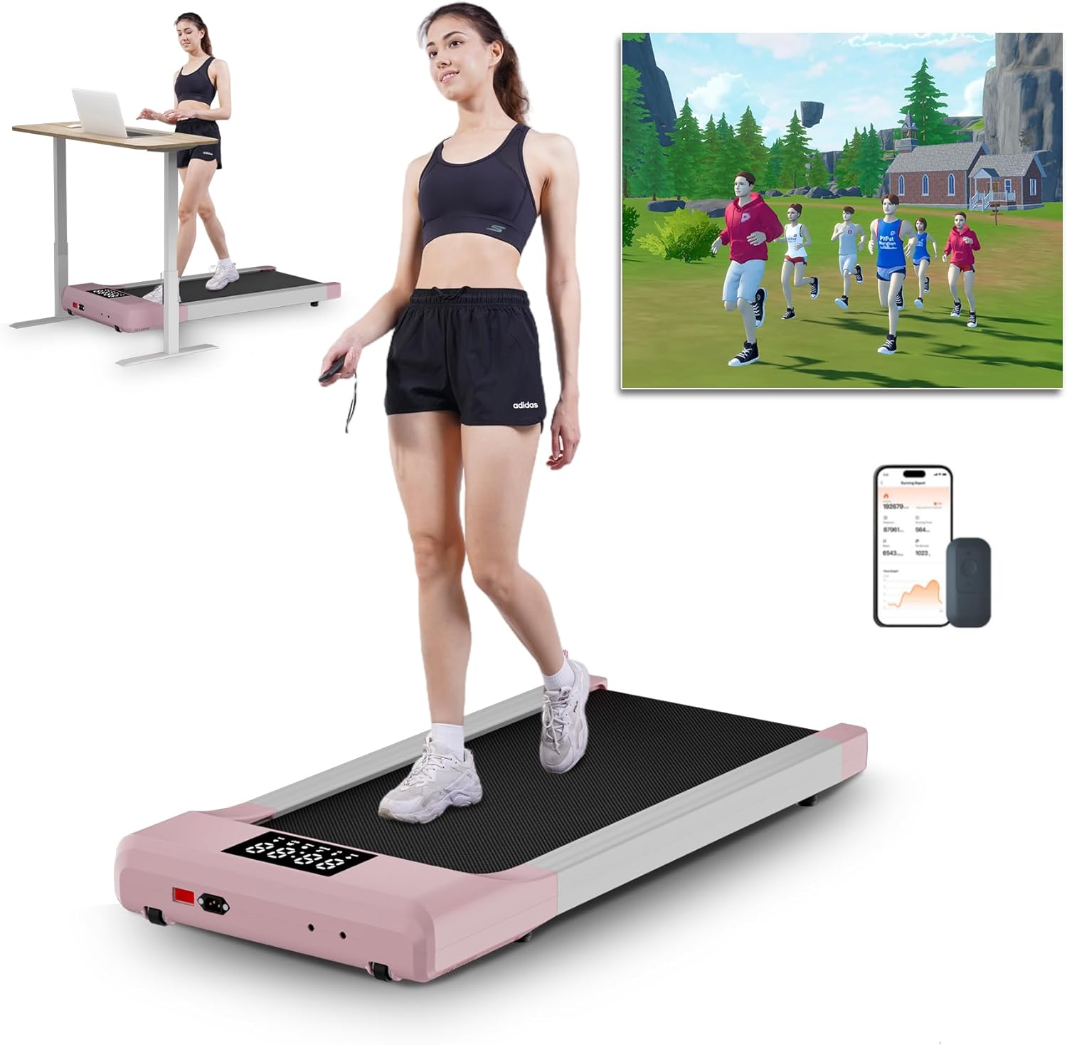 DeerRun 2024 Raceable Walking Pad, Low Noise Under Desk Treadmill, 2 in 1 Portab...