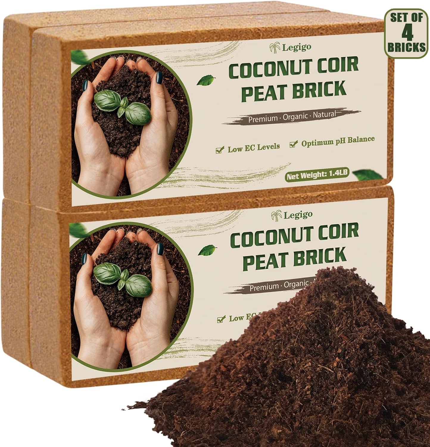 Legigo Coco Coir Brick, Premium Organic Compressed Coir Bricks for Plants, Speci...
