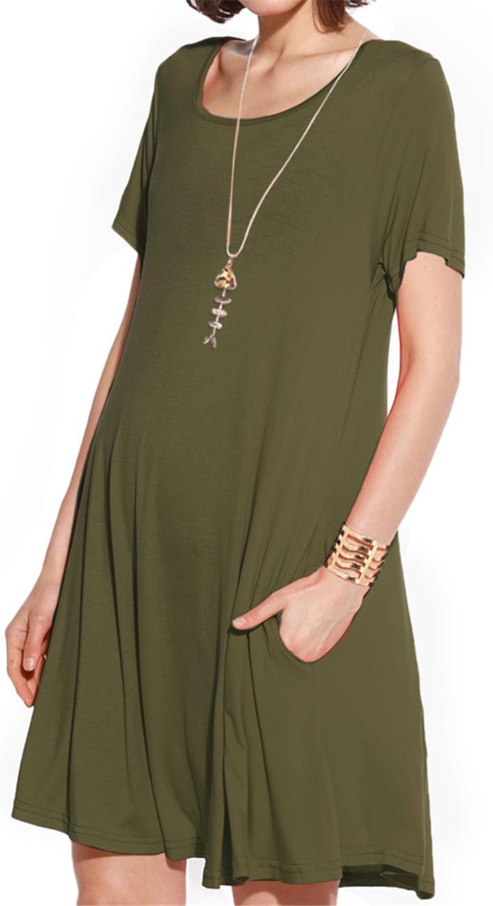 JollieLovin Women's Casual Swing Loose T-Shirt Dress, Special Summer Short Sleev...