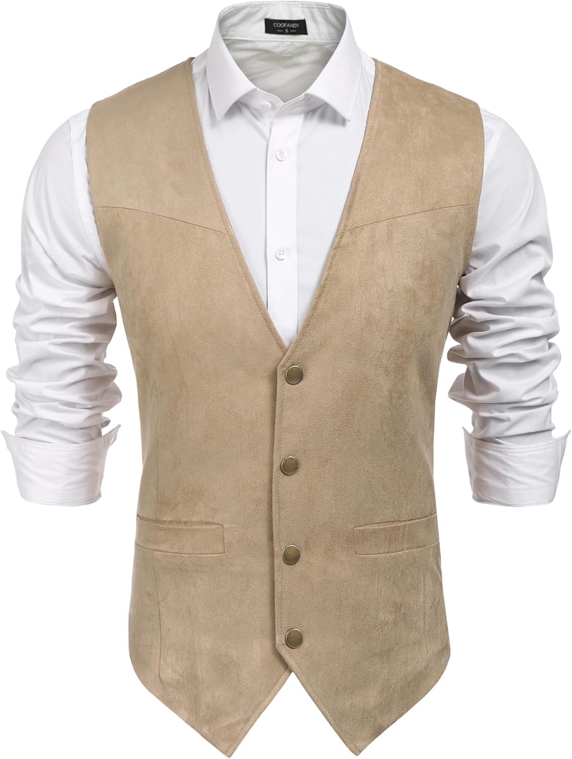 COOFANDY Men's Vest, Special Suede Leather Vest, Innovative Casual Western Vest...