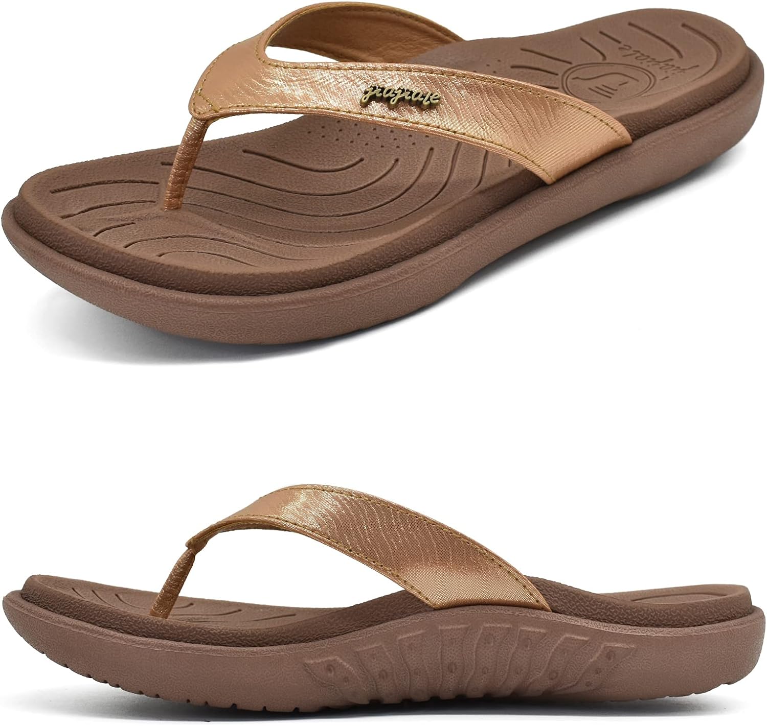 jiajiale Womens Fashion Orthotic Flip Flops Ladies Lightweight Comfortable Thick...