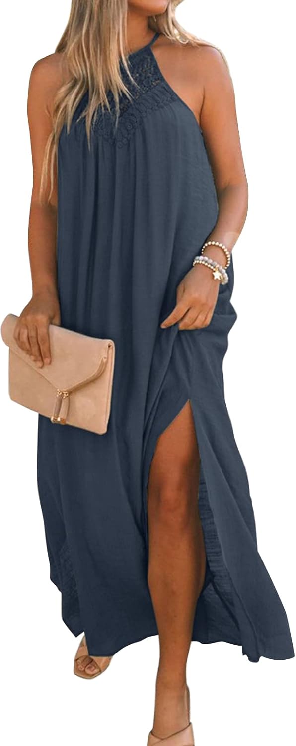 FARORO Sleeveless Long Dress, Special Maxi Sundress for Women, Innovative Halter...