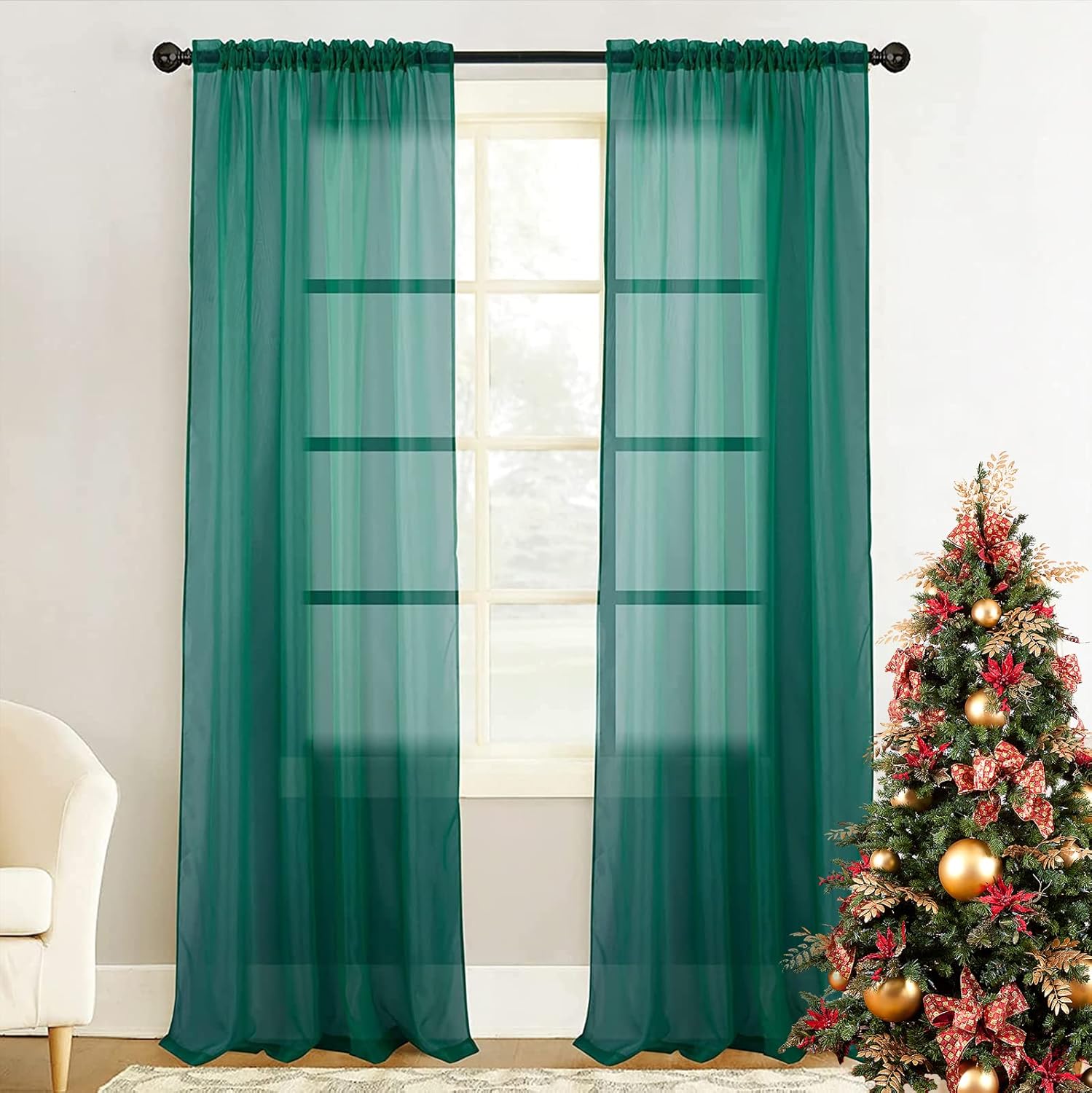 Tony's Collection Sheer Curtains, Special 95 Inch Length Curtains for Bedroom, I...