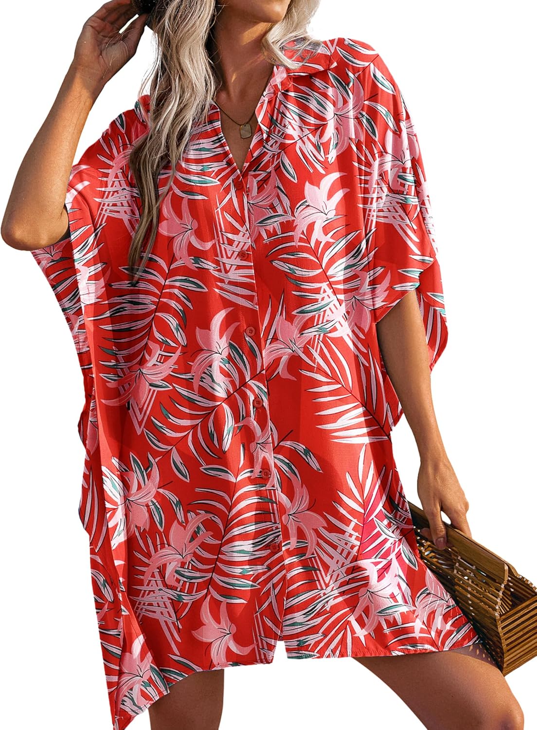 Ekouaer Women's Swimsuit Cover Up, Special 3/4 Sleeve Beachwear, Innovative Biki...