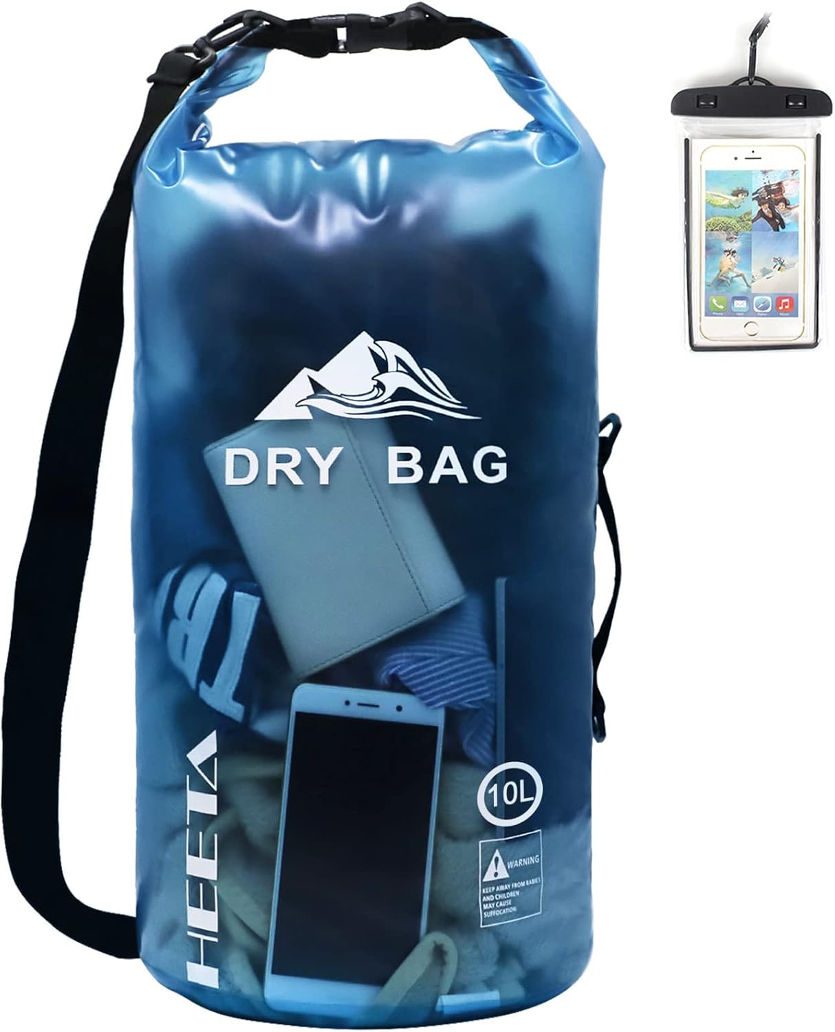 HEETA Waterproof Dry Bag for Women Men, 5L/10L/20L Roll Top Lightweight Dry Stor...