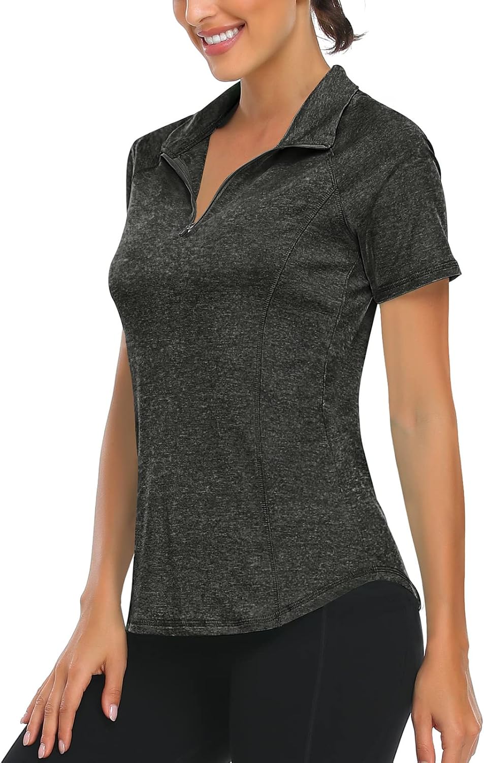 LURANEE Women's Short Sleeve Moisture Wicking Athletic Shirts Quarter Zip Pullov...