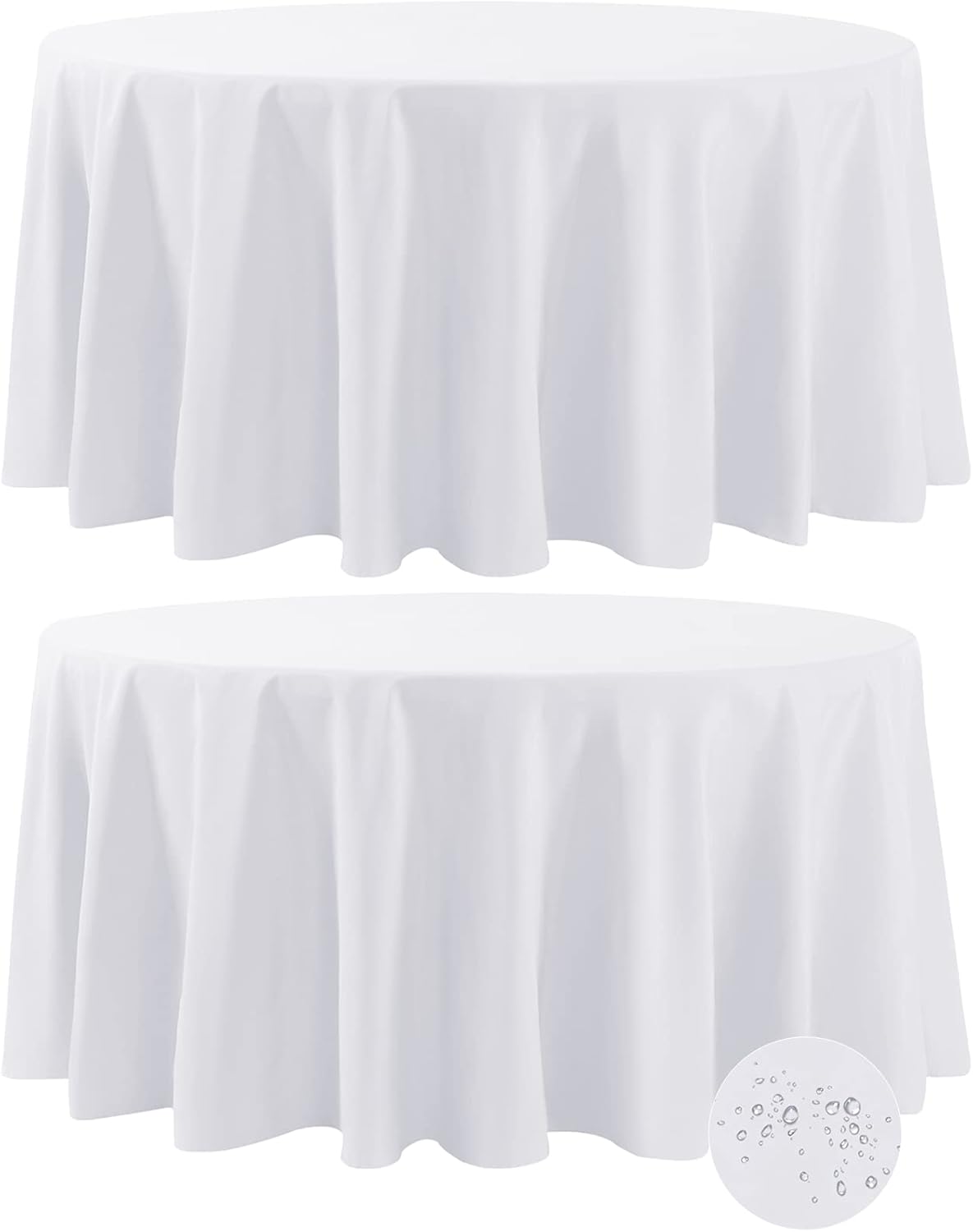 Fokitut Waterproof Round Tablecloth, Special 2 Pack Stain Resistant and Wrinkle...