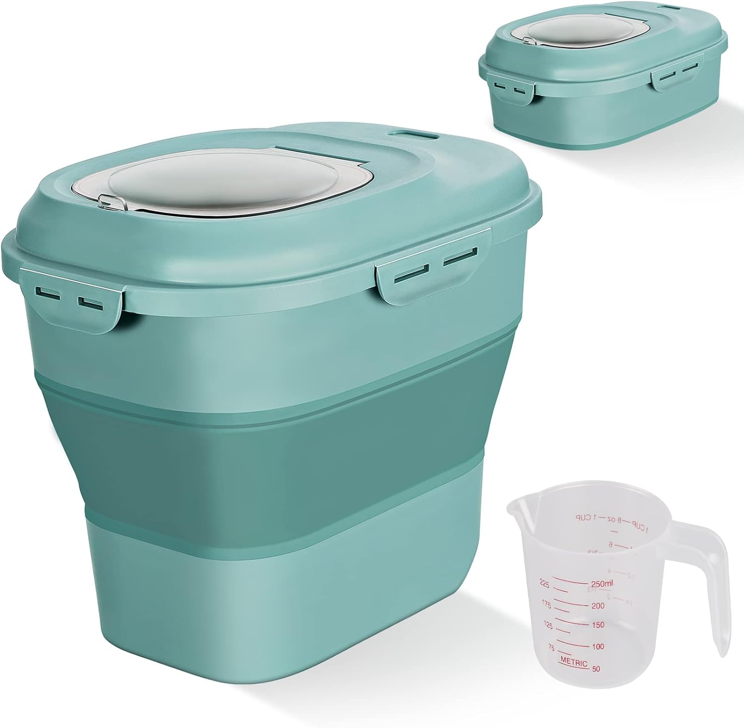 Cereal Rice Food Storage Containers, Collapsible 20 to 50 Lbs Dispenser Bin with...