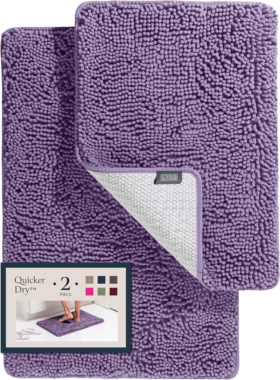 BELADOR Bathroom Rugs Sets 2 Piece- Plush Bath Mat Set Quick-Dry Soft Chenille B...