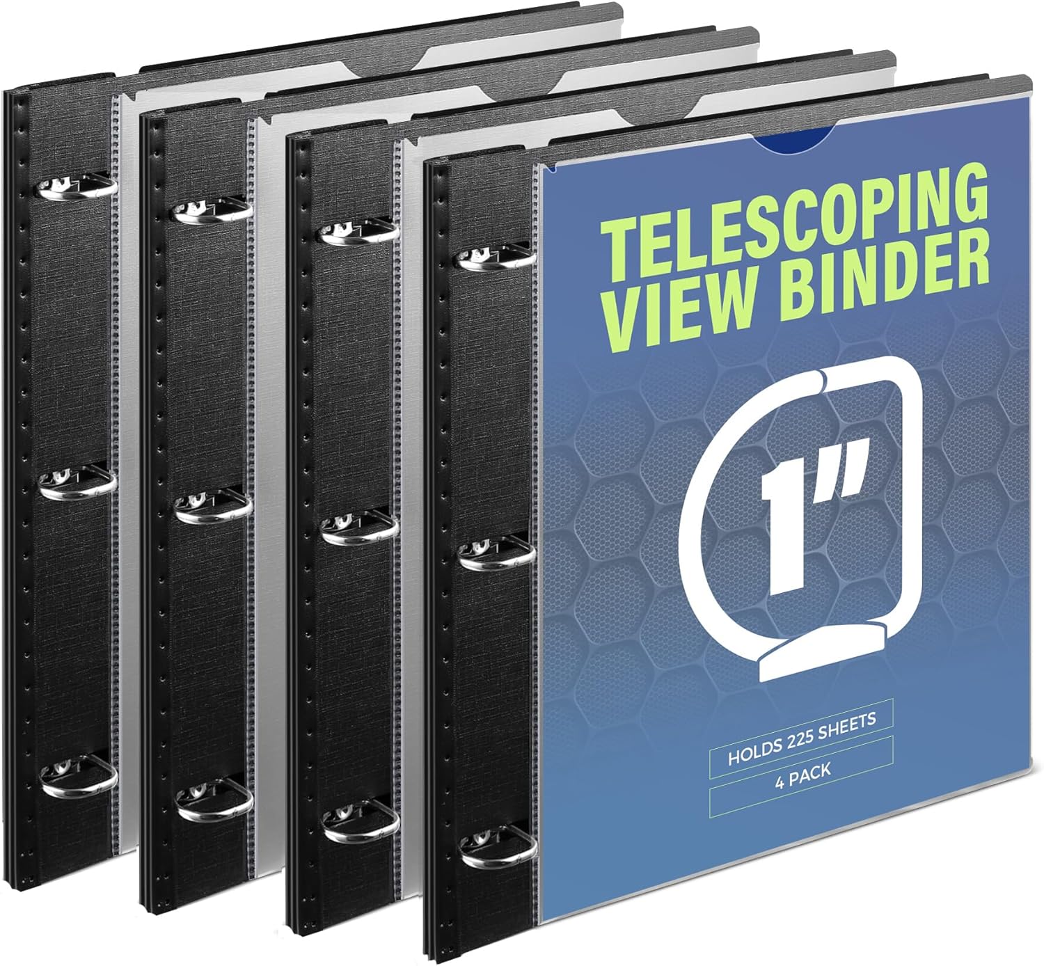 WOT I Telescoping 3 Ring Binder 1 Inch 4PCS, Flexible Binder with Expandable Spi...