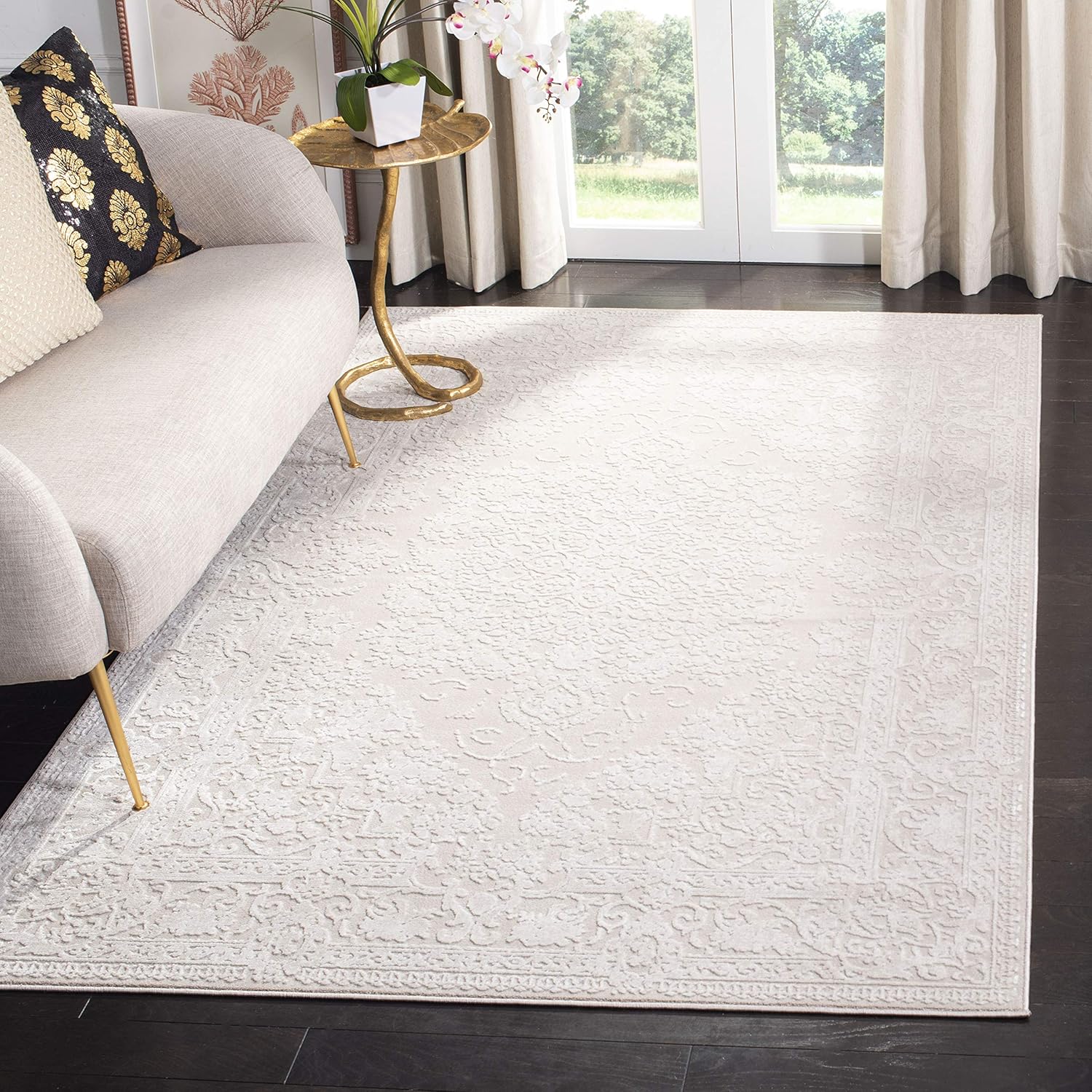 SAFAVIEH Reflection Collection Area Rug - 8' x 10', Creme & Ivory, Vintage Distr...