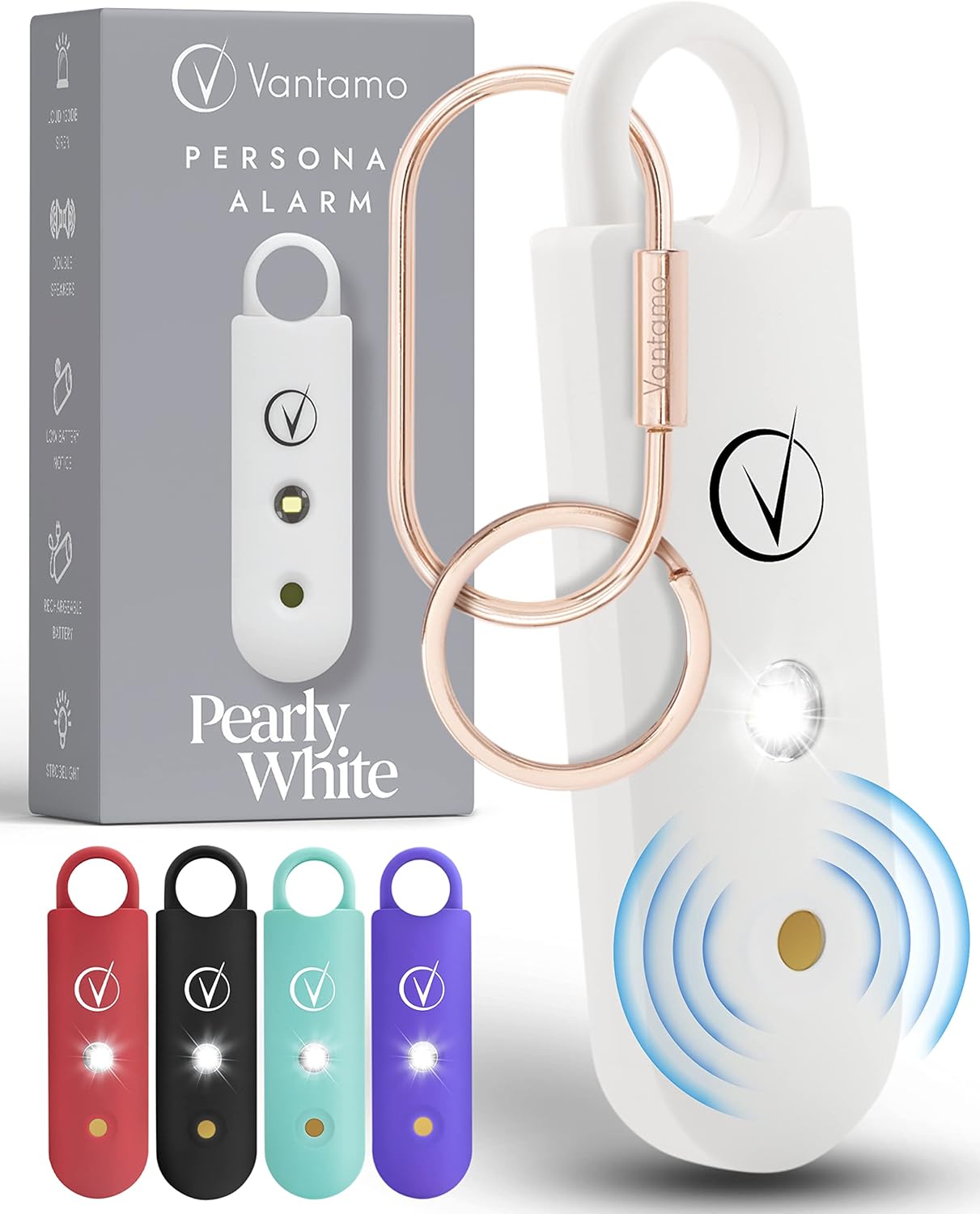 Vantamo Personal Alarm for Women - Extra Loud Double Speakers, First with Low Ba...