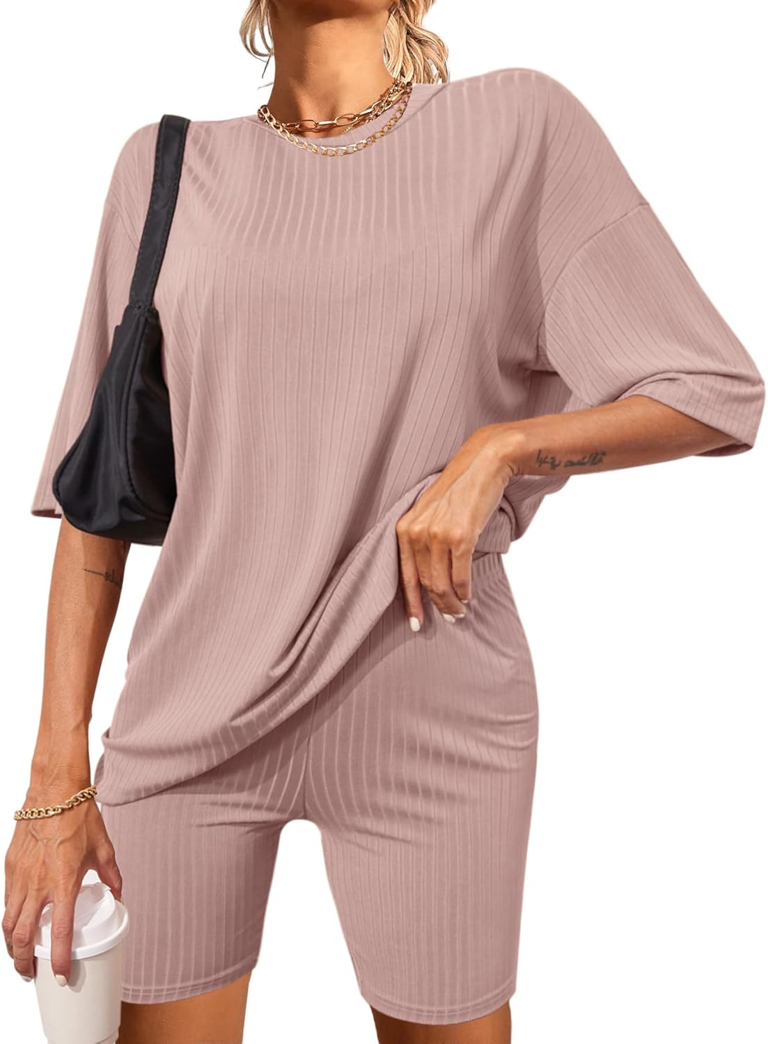 Ekouaer Pajamas, Special 2 Piece Lounge Sets, Innovative Ribbed Knit Matching Ou...