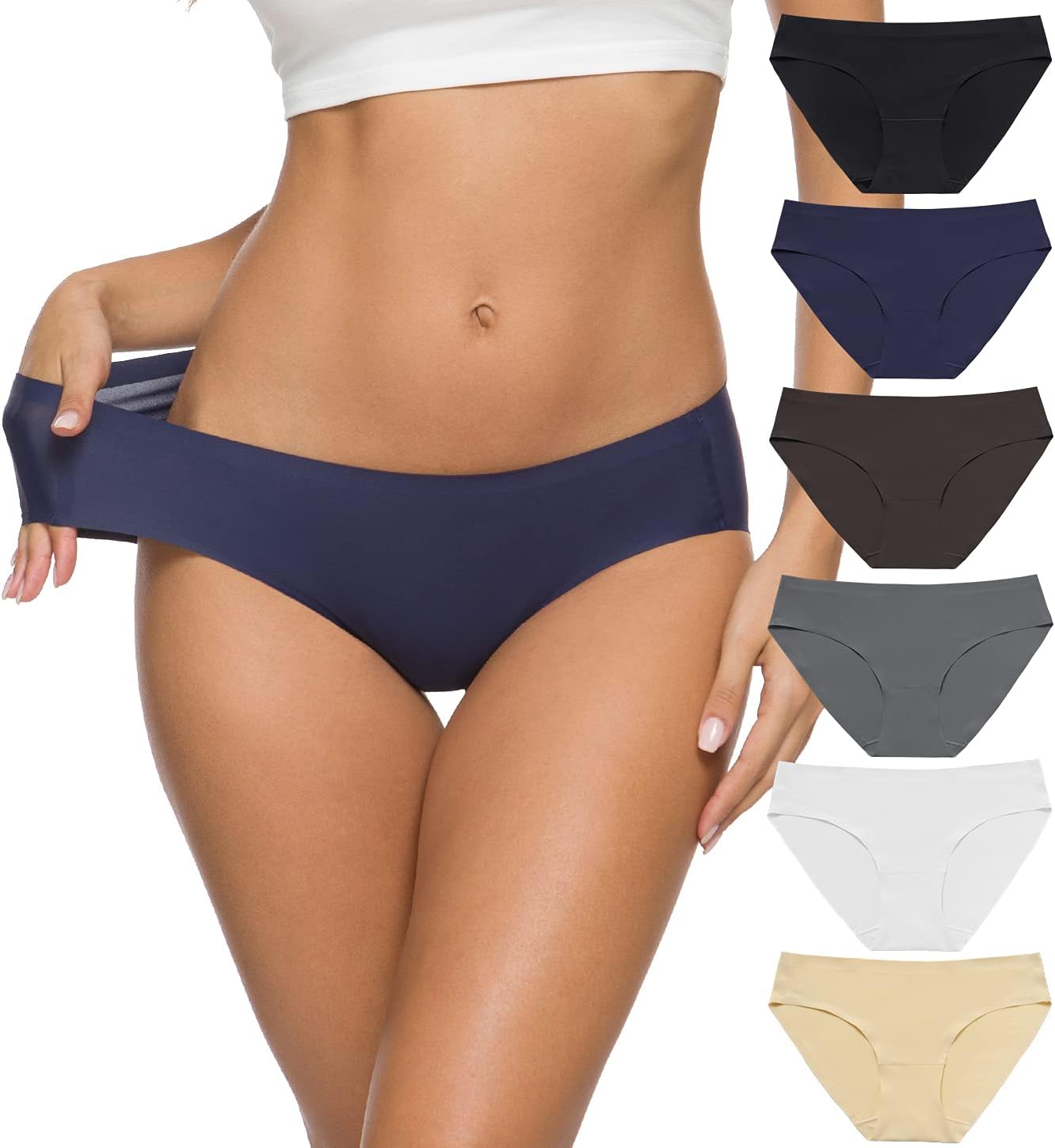 ALTHEANRAY Women’s Seamless Hipster Underwear No Show Panties Soft Stretch Bikin...