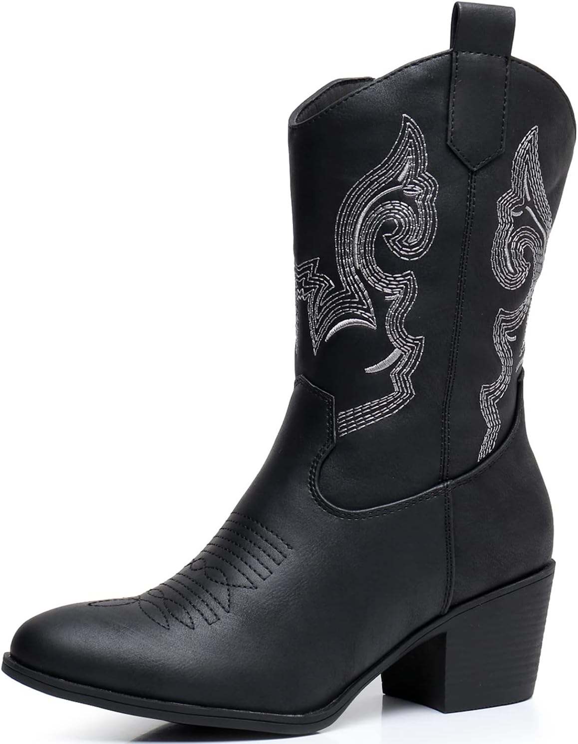 GLOBALWIN Women's Mid Calf The Western Cowgirl Boots Fashion Cowboy Boots For Wo...