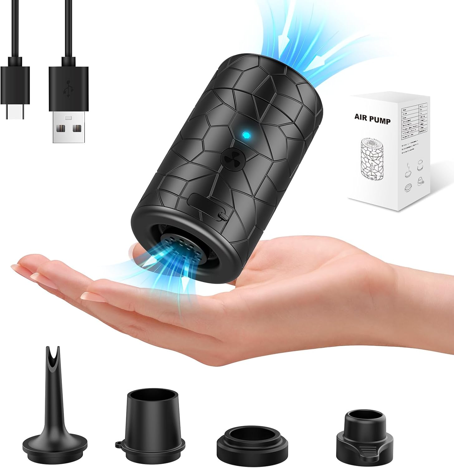 SUPPOU Electric Air Pump, 4000mAh 2 Speed Air Pump for Inflatable, Portable Mini...