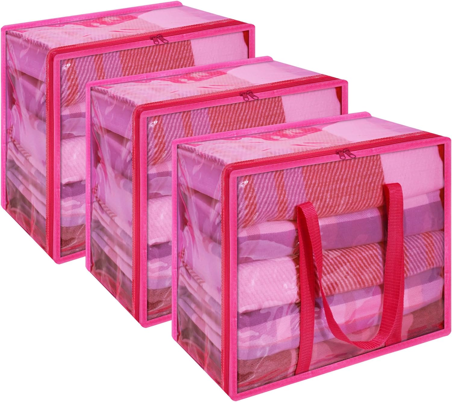 Vieshful 3 Pack Clear Storage Bags Clothes Storage Bags with Zips 40L Transparen...
