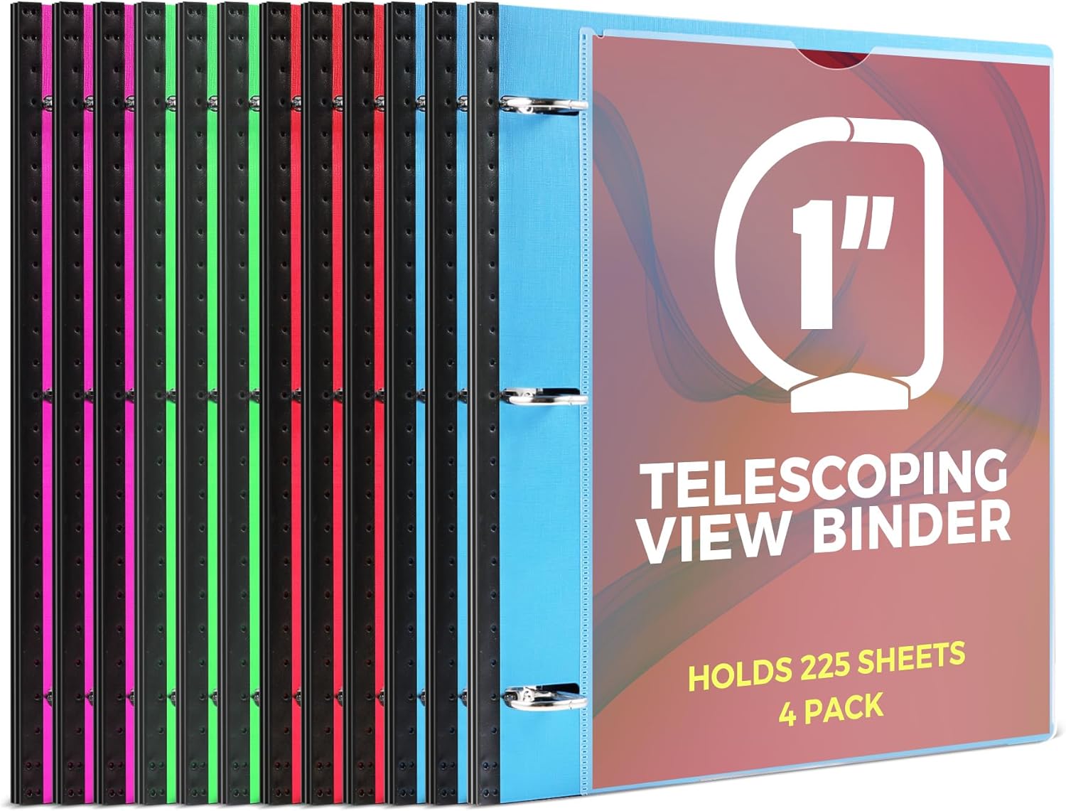 1 Inch Telescoping 3 Ring Binder-12PCS, Flexible Binder with Customized Front Co...