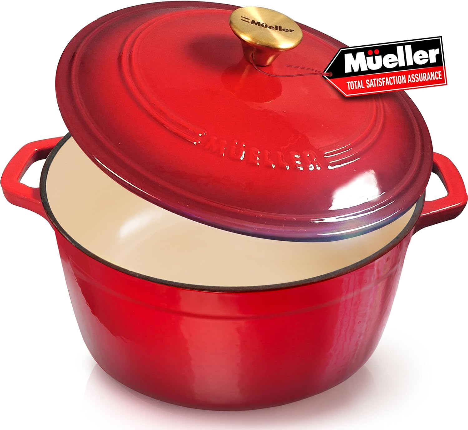 Mueller 6 Qt Enameled Cast Iron Dutch Oven, Heavy-Duty Casserole Dish and Braise...