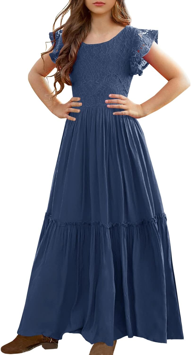 MITILLY Girls Dress, Special A-Line Swing Wedding Party Dress, Innovative Lace F...